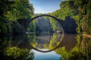 Bridge with trees and water 